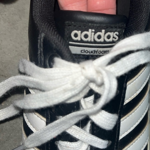 Adidas Cloudfoam Black Leather Sneakers 🌵8 1/2 - Picture 6 of 12